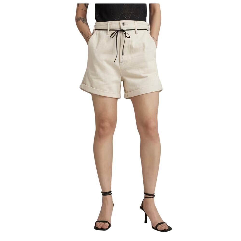 G-STAR Women's Lintell High Waist Boyfriend Denim Jean Shorts White Size 28